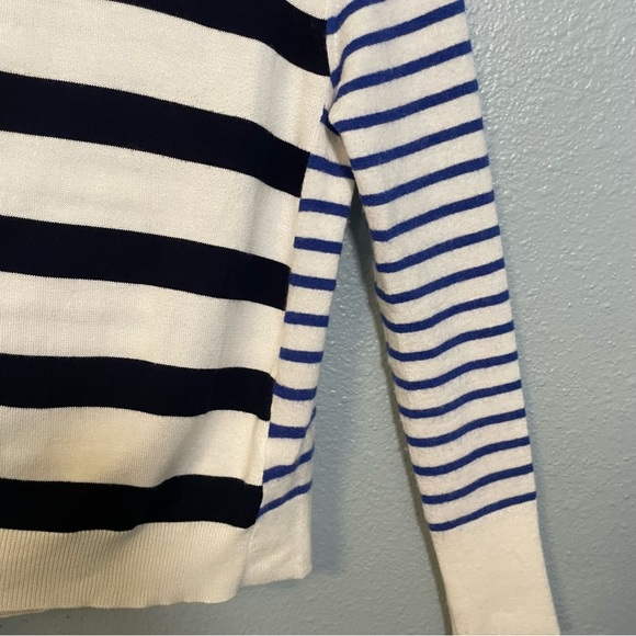 La Ligne Bold Navy Stripe Fuzzy Crewneck Pullover Sweater - Picture 7 of 12